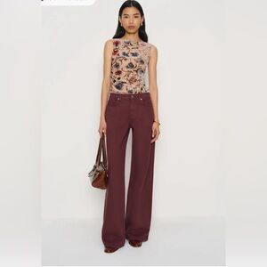 Reformation Wide-Leg Jeans in Deep Burgundy